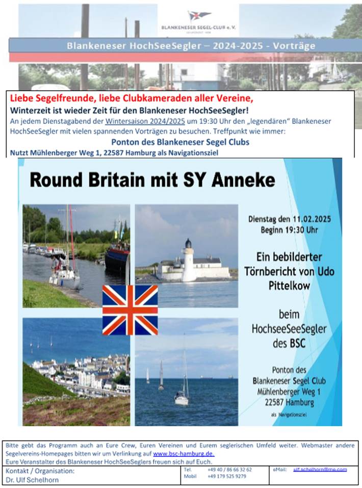 HochSeeSegler am 11. Februar: Round Britain mit SY Anneke